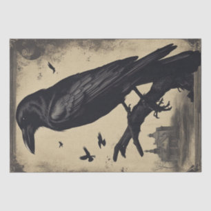 Papel De Seda La elegancia de Raven: Calavera vintage y desenlac
