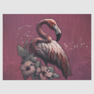 Papel De Seda La elegancia tropical, el flamingo en el crepúscul