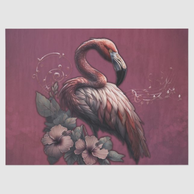 Papel De Seda La elegancia tropical, el flamingo en el crepúscul (Anverso)