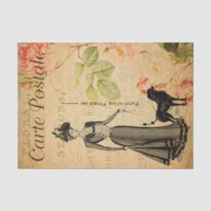 Papel De Seda La elegante dama de la época caminando su perro ca