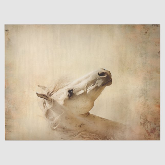 Papel De Seda La elegante decoración Boho del caballo blanco (Anverso)