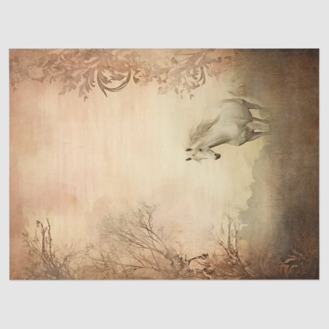 Papel De Seda La elegante decoración Boho del caballo blanco (Anverso)