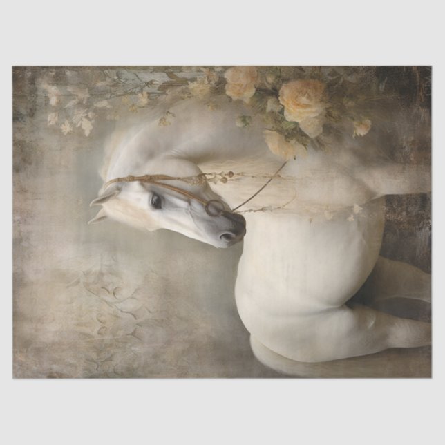 Papel De Seda La elegante decoración Boho del caballo blanco (Anverso)