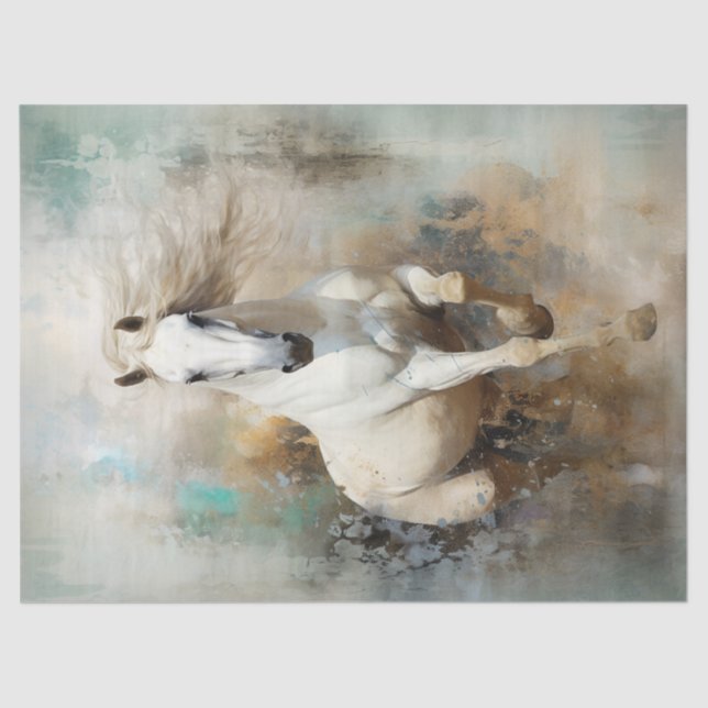 Papel De Seda La elegante decoración Boho del caballo blanco (Anverso)