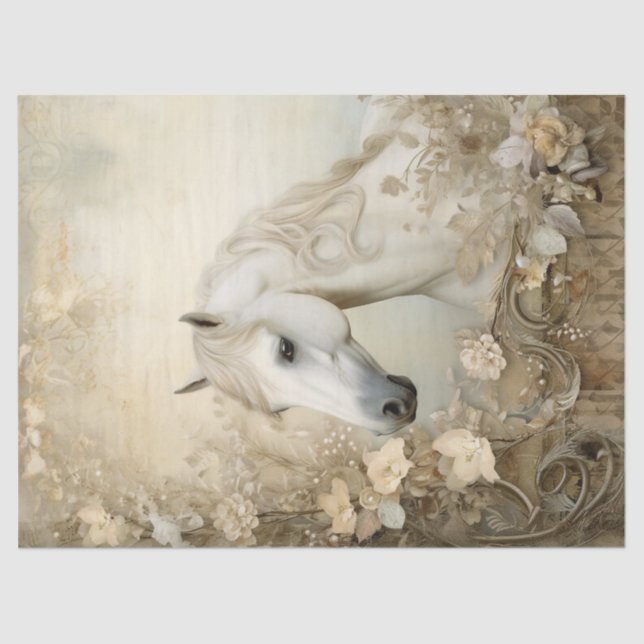 Papel De Seda La elegante decoración Boho del caballo blanco (Anverso)