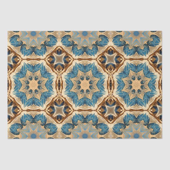 Papel De Seda La estrella forma Art Deco, Azul y Marrón (Anverso)