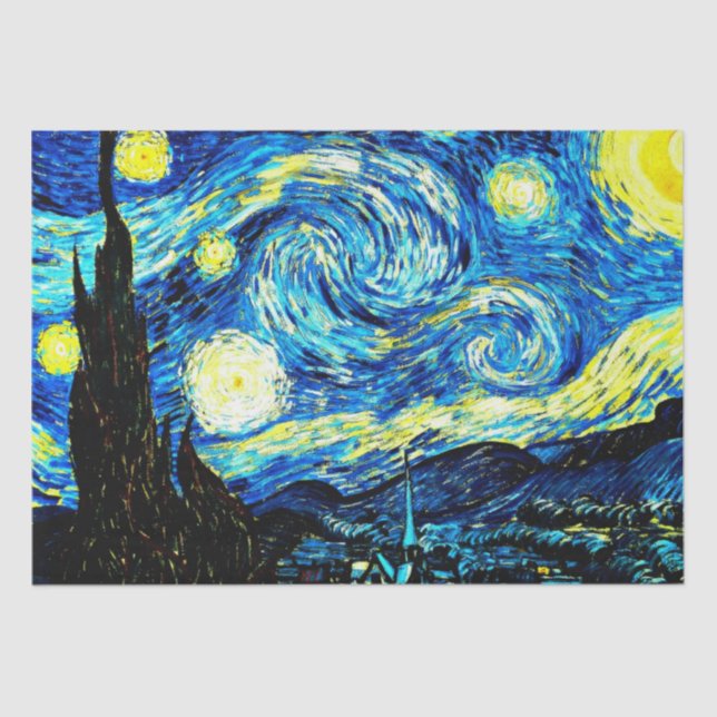 Papel De Seda La famosa pintura de Van Gogh, Noche Starry, (Anverso)