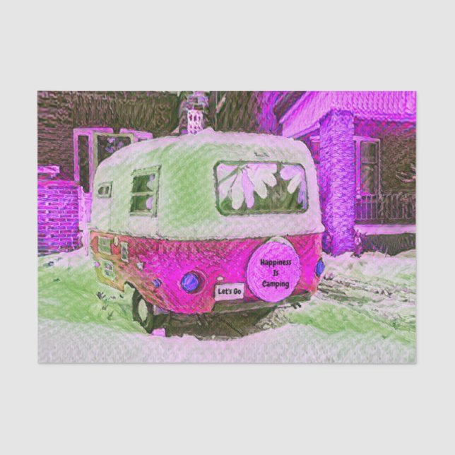 Papel De Seda La felicidad de hippie retro de caracol es acampad (Anverso)