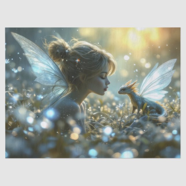 Papel De Seda La hada y su dragón mascota (Anverso)