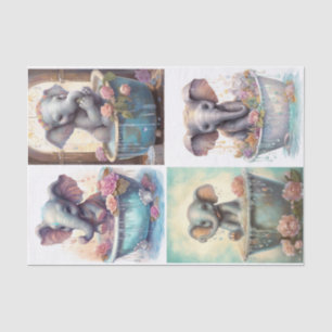 Papel De Seda La hora de baño del elefante bebé