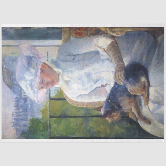 Papel De Seda La joven Chica y su perro, Mary Cassatt (Anverso)