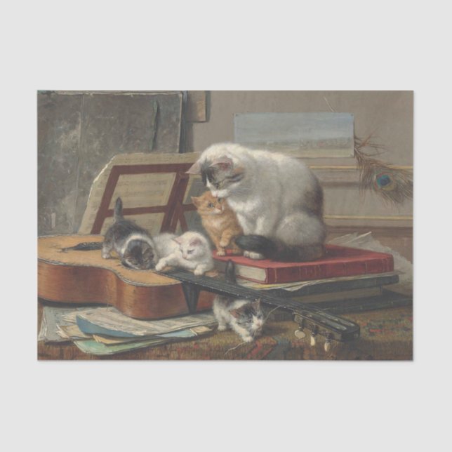 Papel De Seda La lección de música de Henriette Ronner-Knip (Anverso)