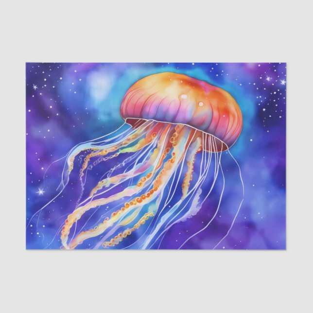 Papel De Seda La medusa en el abstracto oceánico (Anverso)