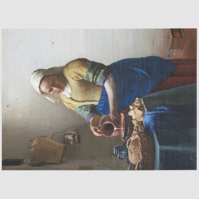 Papel De Seda La Milkmaid, Johannes Vermeer, 1657-1658 (Anverso)