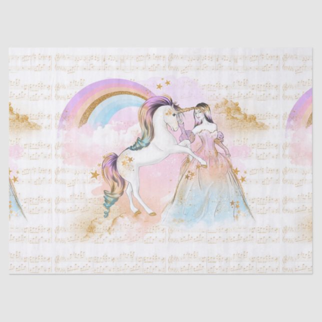 Papel De Seda La música de princesa Rainbow del unicornio (Anverso)