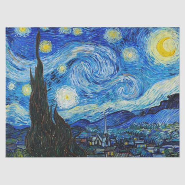 Papel De Seda La noche estrellada de Vincent Van Gogh (Anverso)