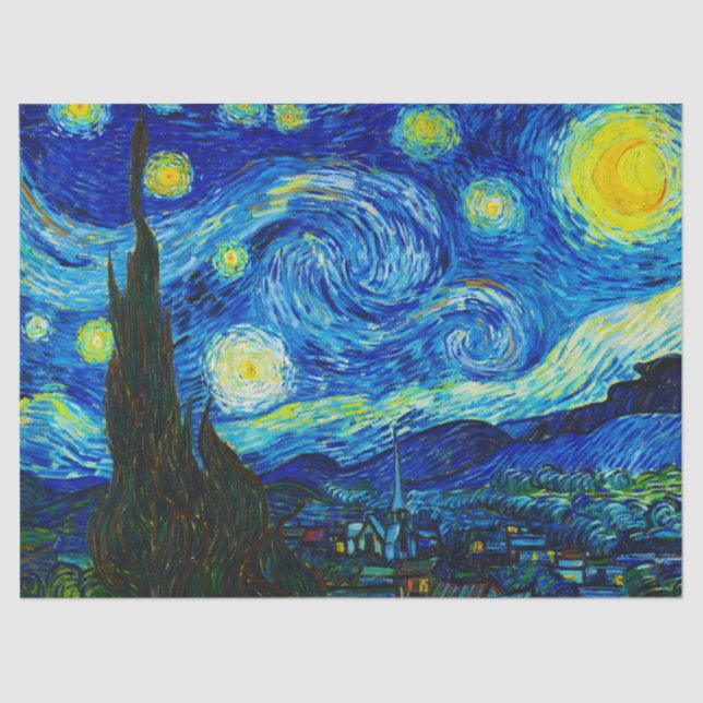 Papel De Seda La noche estrellada de Vincent Van Gogh  (Anverso)