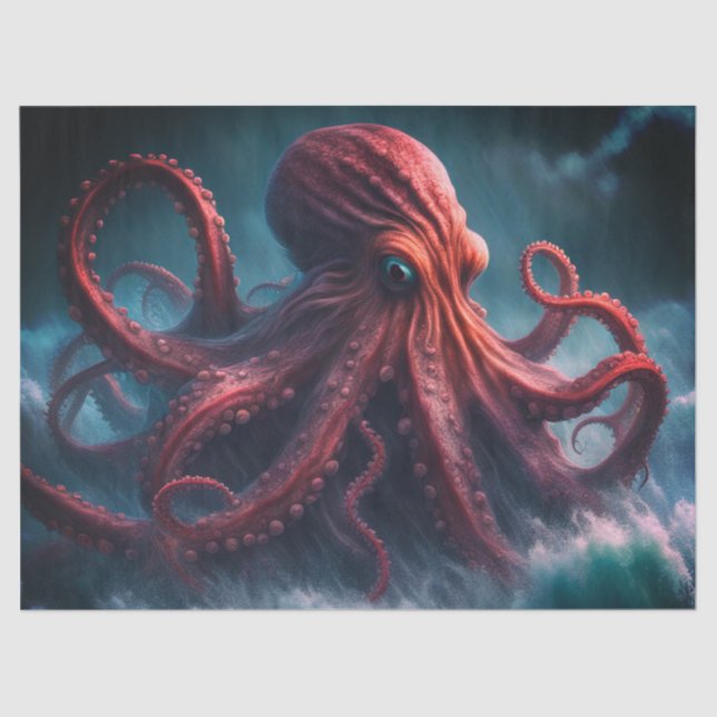 Papel De Seda La página de Kraken Octopus Sea Monster (Anverso)