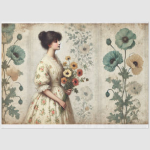 Papel De Seda La página de Le Femme Old World Floral Victorian