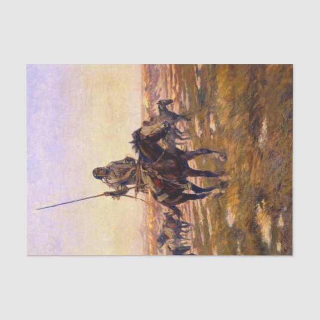 Papel De Seda “La partida de caza” de Charles Russell (Anverso)