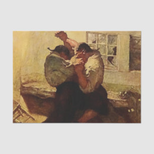 Papel De Seda “La pelea en la cabaña” de NC Wyeth