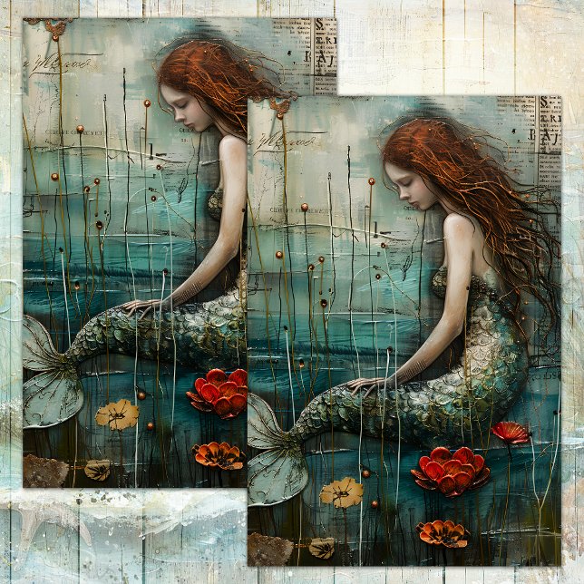 PAPEL DE SEDA LA PEQUEÑA DECORACIÓN DE MERMAID (THE LITTLE MERMAID DECOUPAGE TISSUE PAPER)