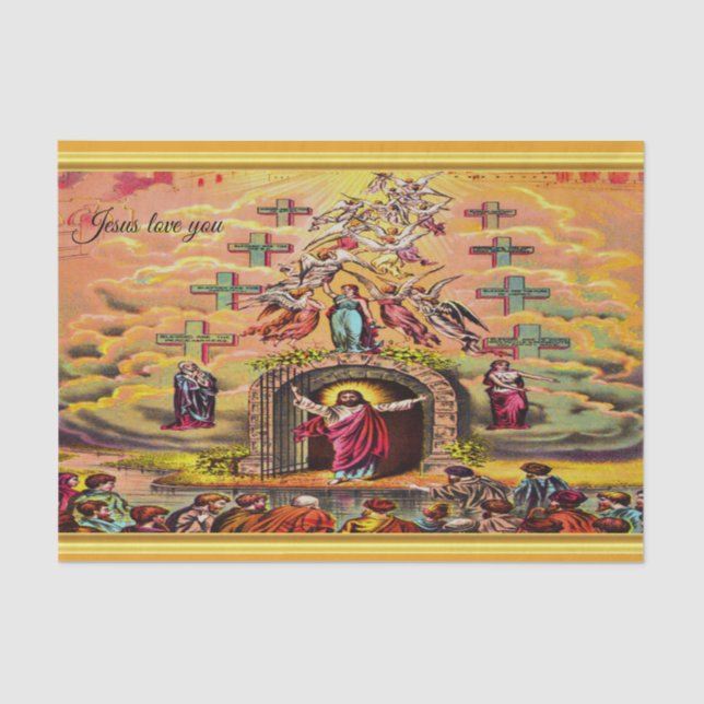 Papel De Seda La puerta del cielo con una textura y un Jesús del (Anverso)