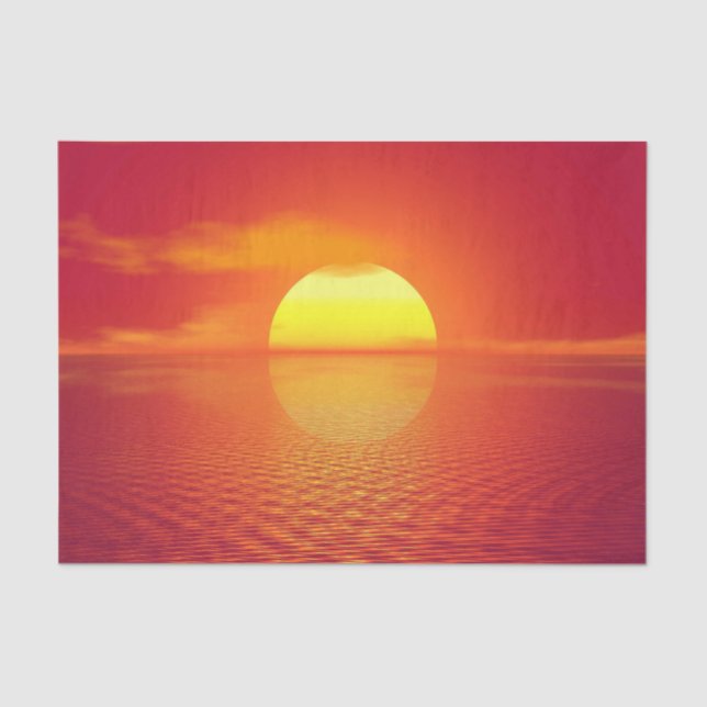 Papel De Seda La puesta de sol sobre el mar Naranja y la tranqui (Anverso)