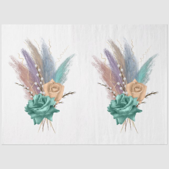 Papel De Seda La Serie Boho Bouquet Diseño 12 (Anverso)