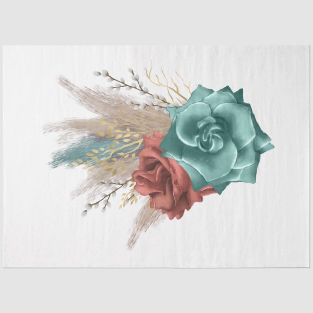 Papel De Seda La Serie Boho Bouquet Diseño 13 (Anverso)