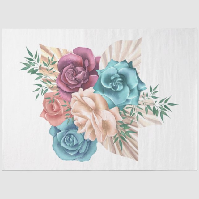 Papel De Seda La Serie Boho Bouquet Diseño 15 (Anverso)