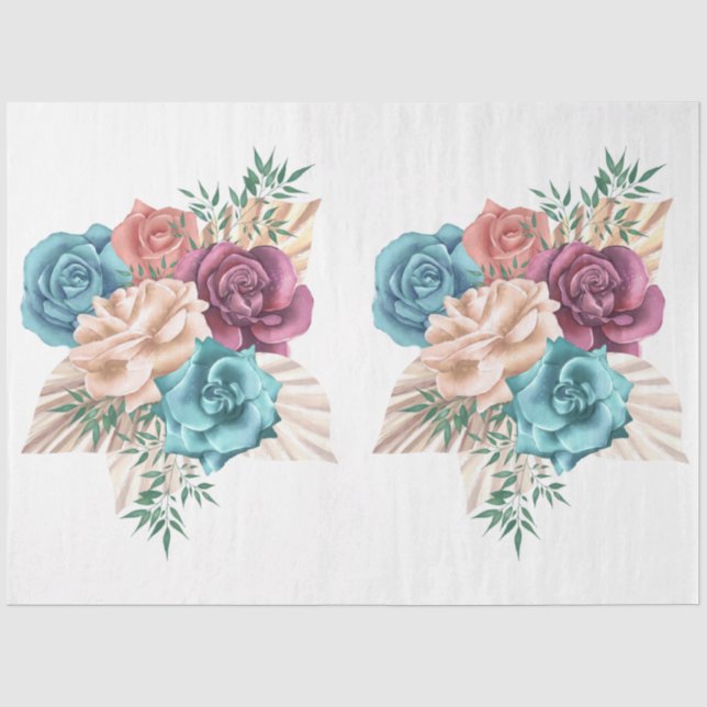 Papel De Seda La Serie Boho Bouquet Diseño 16 (Anverso)