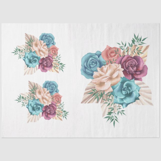 Papel De Seda La Serie Boho Bouquet Diseño 17 (Anverso)