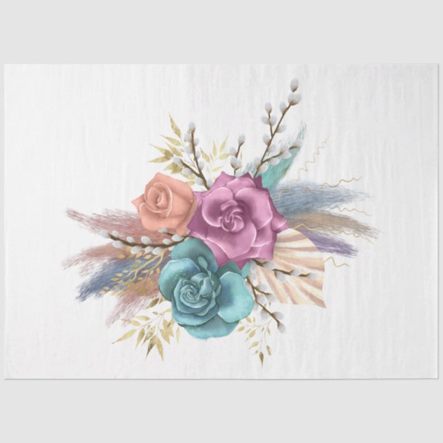 Papel De Seda La Serie Boho Bouquet Diseño 7 (Anverso)