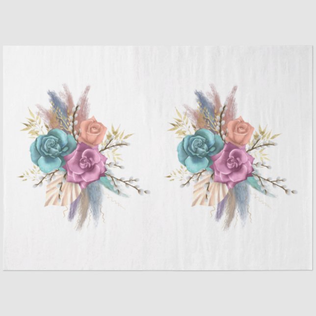 Papel De Seda La Serie Boho Bouquet Diseño 8 (Anverso)
