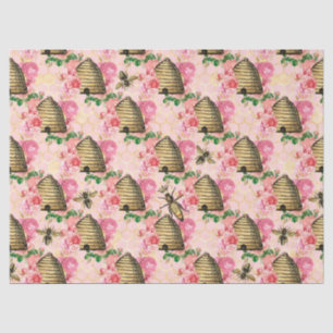 Papel De Seda La serie de abejas rosa y dorada Diseño 11