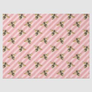 Papel De Seda La serie de abejas rosa y dorada Diseño 12