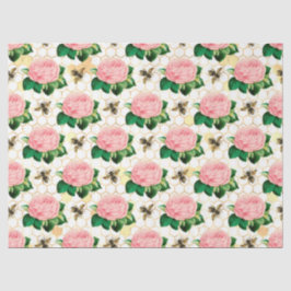 Papel De Seda La serie de abejas rosa y dorada Diseño 4