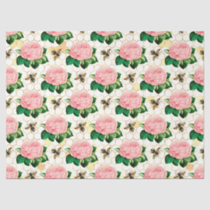 Papel De Seda La serie de abejas rosa y dorada Diseño 4