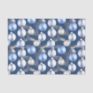 Papel De Seda La Serie de Bombillas de Navidad Azules y Plateada