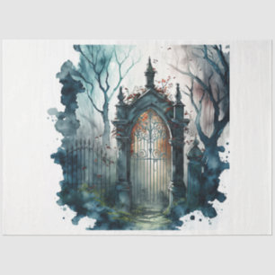 Papel De Seda La serie de puertas de cementerio gótico Diseño 10