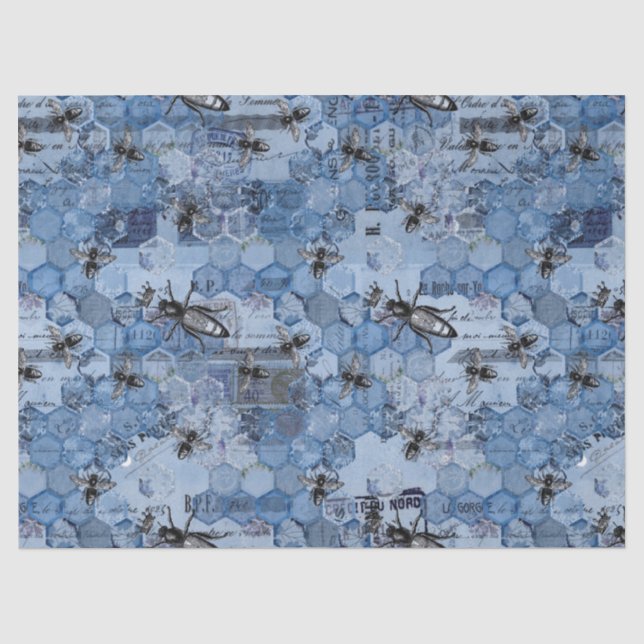 Papel De Seda La Serie Diseño 2 de la Abeja Azul (Anverso)