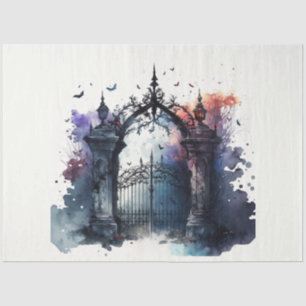 Papel De Seda La Serie Puerta del Cementerio Gótico Diseño 5
