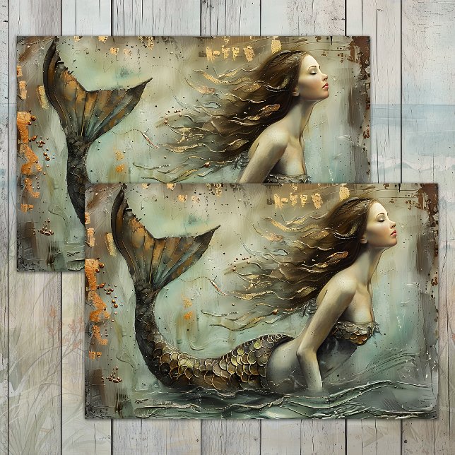 PAPEL DE SEDA LA SIRENA DORADA DECOUPAGE (THE GILDED MERMAID DECOUPAGE TISSUE PAPER)