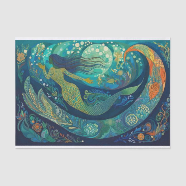 Papel De Seda La sirena en el arrecife (Anverso)