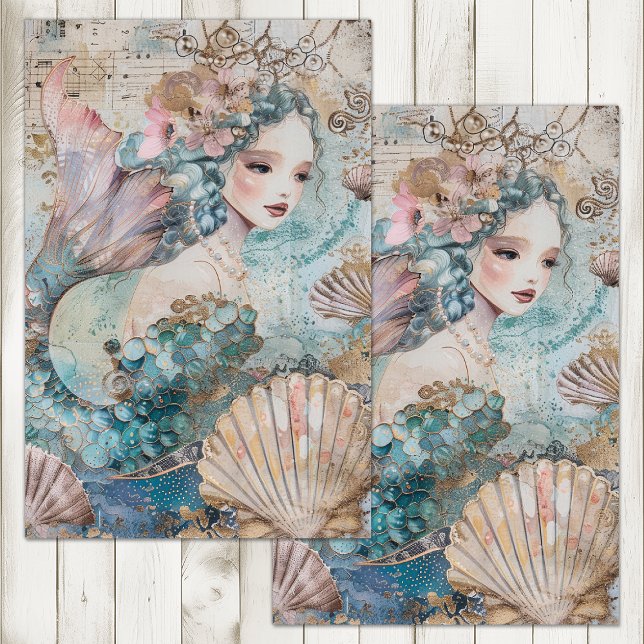 PAPEL DE SEDA LA SIRENA ETÉREA DECOUPAGE (THE ETHEREAL MERMAID DECOUPAGE TISSUE PAPER)