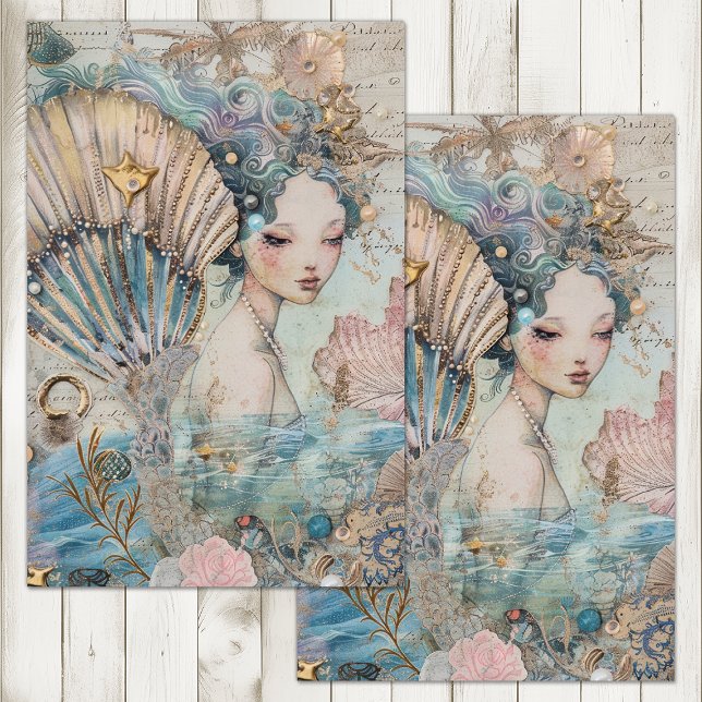PAPEL DE SEDA LA SIRENA ETÉREA DECOUPAGE (THE ETHEREAL MERMAID DECOUPAGE TISSUE PAPER)