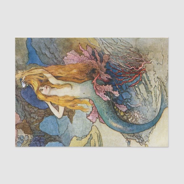 Papel De Seda "La sirena" por Warwick Goble (Anverso)