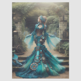 Papel De Seda La sirena verde azulada Steampunk Vintage Victoria