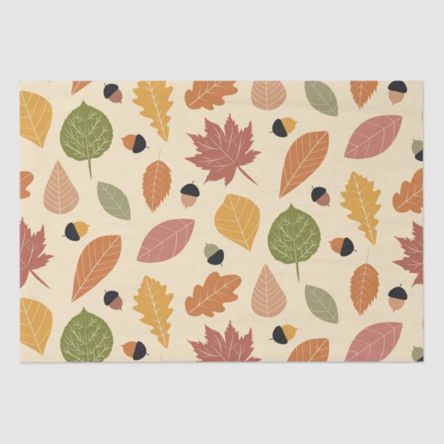 Papel De Seda La tierra de las hojas de otoño con maíz en beige (Anverso)